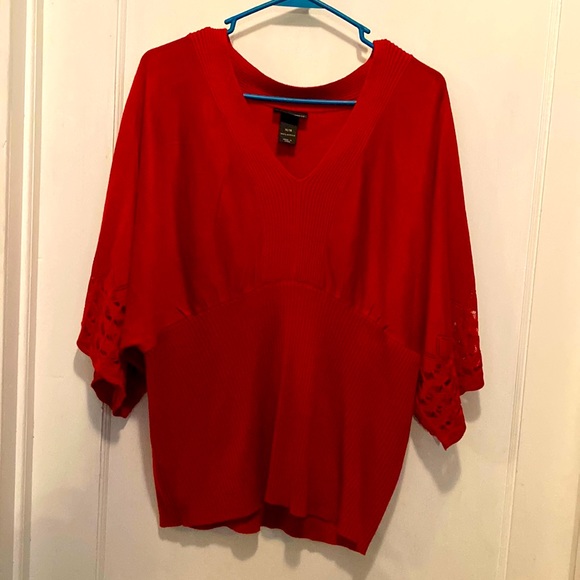 Lane Bryant 14/16 Red Light Weight Short Sleeve Sweater - Picture 1 of 9